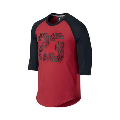 Digital Print Colorblock Crew Neck T-Shirt Men Tops Red 718762-687