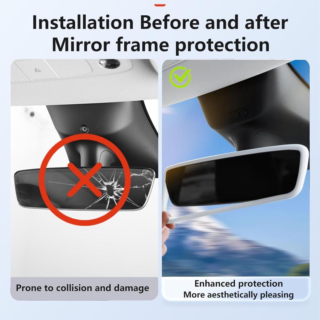 4PCS Center Console Wireless Charger Mat Silicone For 2025 Tesla New Model Y Juniper Cup Holder Ert, Screen Edge Protector Frame, Rear View Mirror