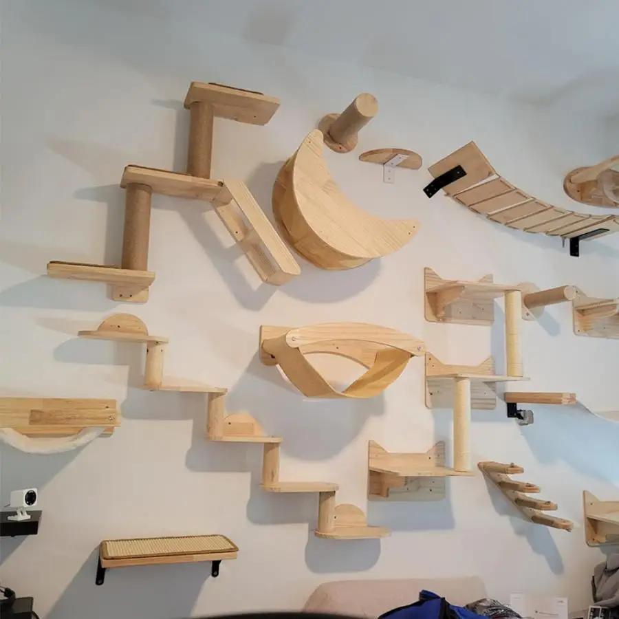 Wall Mounted Cat Hammock Sisal Four Steps Cat Stairs Climbing Cat Wall Hanging Cat Climbing Wall Type Assortment Cat Tree