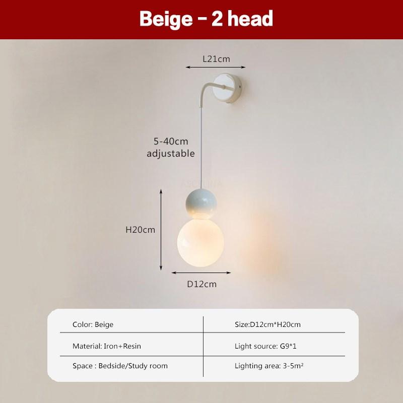 Nordic LED Wall Lamp Macaron Resin 2/3 Heads Lighting Fixtures Bedroom Living Room Study Room Indoor Decorative Luminaire Lustre