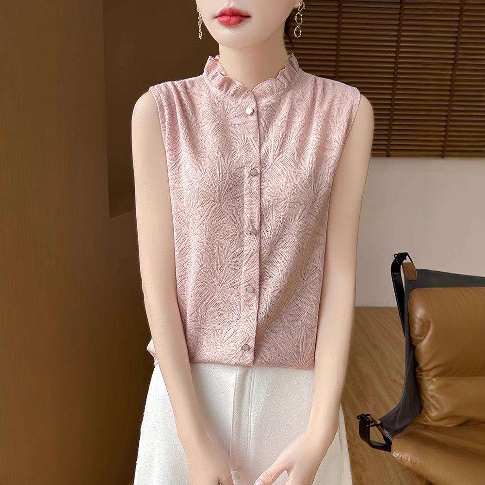 

Retro-Chic Lace Collar Sleeveless Knit Dress - Spring/Summer M for 45-52.5 kg