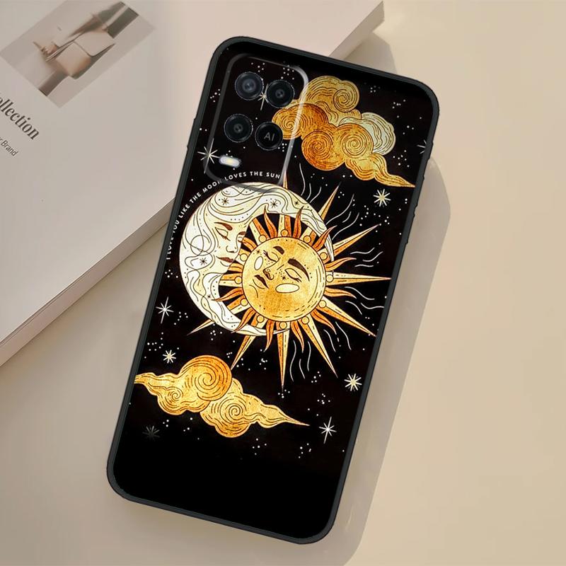 Sun Moon Aesthetic Case For Oppo A76 A96 A16 A17 A18 A60 A80 A40 A38 A58 A78 A98 A94 A74 A54 A15 A57 A77 A5 Pro
