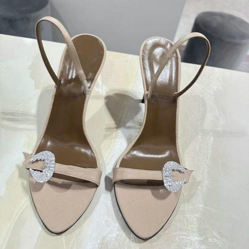 Fashion Luxurious One-Strap High Heels For Summer 2025, C-Shaped Crystal Clasp, Two-Wear Open-Toe Sandals With Thin Heels For Women