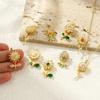 1 Piece Brass & Rhinestone Charms 18K Gold Plated Flower Rotatable Sunflower Daisy Pendants For DIY Necklace Jewelry Making