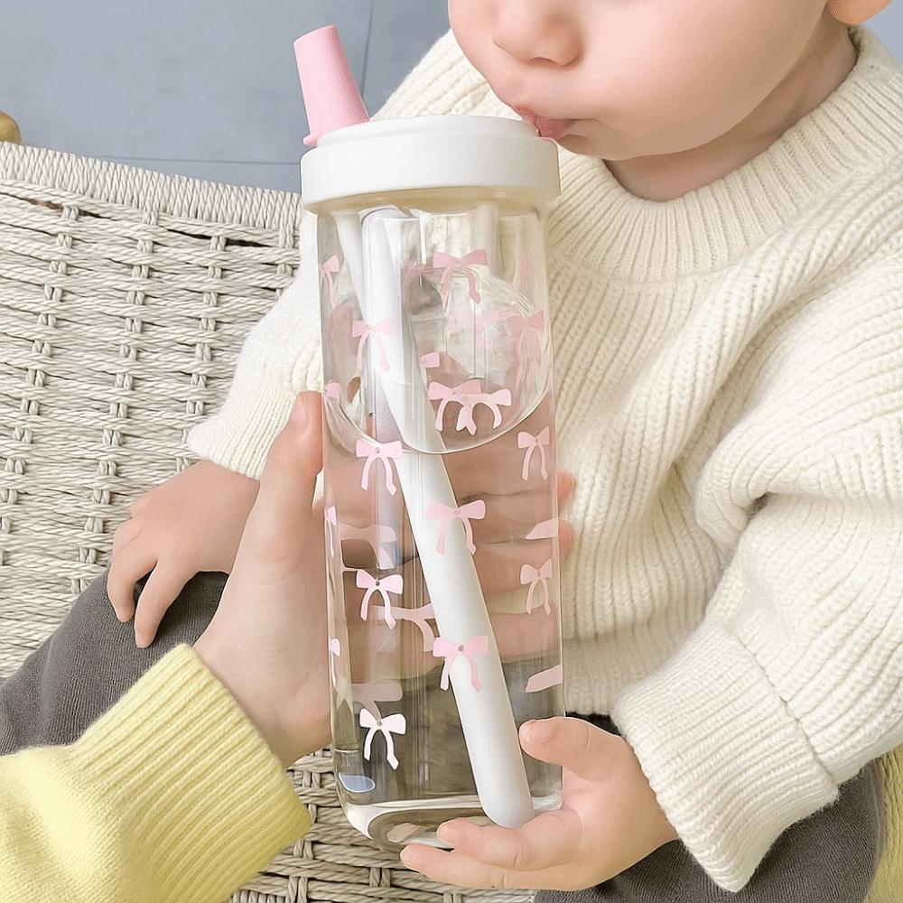 700ml Milk Plastic Cup with Lid Straw Leakproof Water Straw Bottles Fall Prevention Dustproof Large Capacity Water Bottle