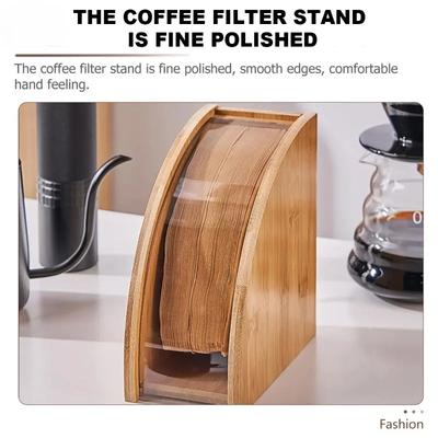 Leeseph Bambus Kaffeefilterpapier Aufbewahrungsbox, Kaffeefilterhalter Papierfilter Aufbewahrungsständer Spender, Kaffeezubehör