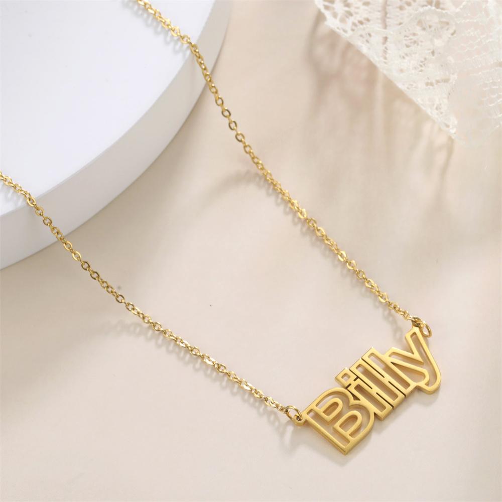 Personalized Name Necklace for Women Men Stainless Steel Pendant Hollow Nameplate Choker Jewelry Customized Necklaces 2026 Trend