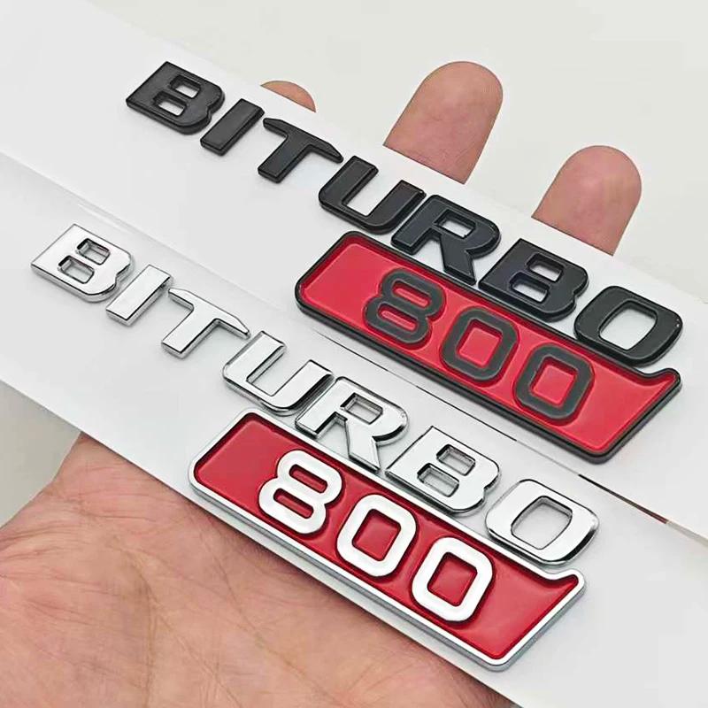 3D ABS Car Fender Side Badge Sticker Logo BITURBO 800 Emblem Decals For Mercedes Benz AMG Brabus Auto Letters Accessories