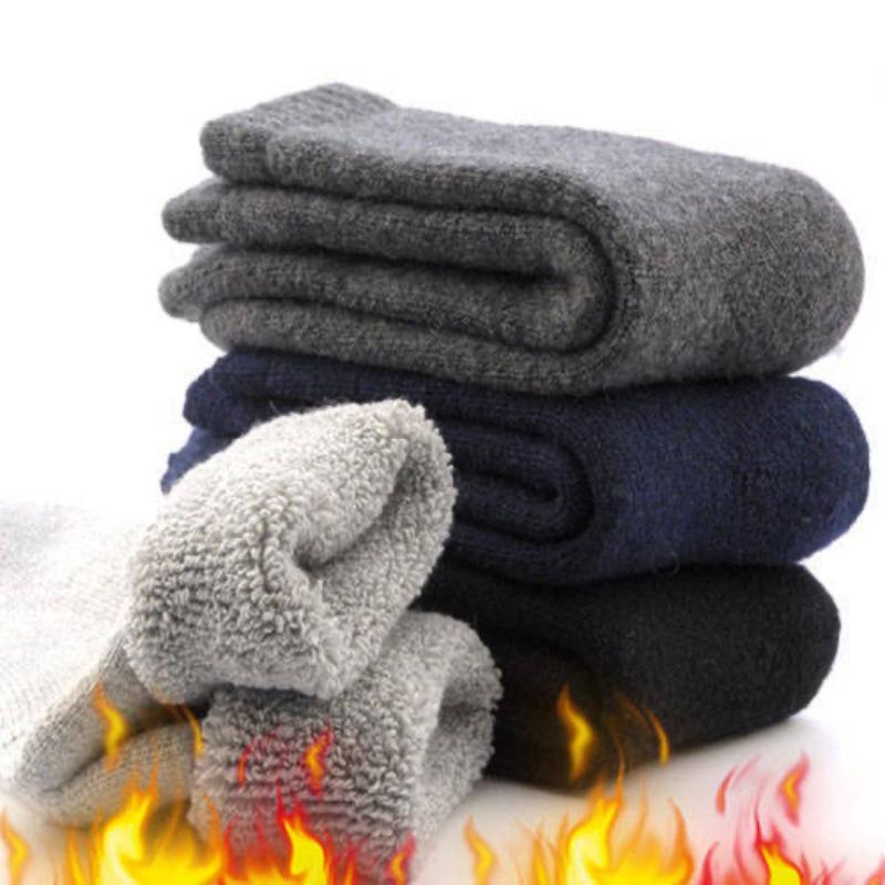 Winter and Autumn Men's Thickened and Padded Long Socks for Warmth and Insulation, Pure Color Looped Floor Socks