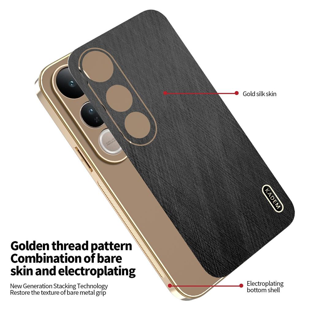 KADEM For vivo V50 Lite 4G/5G Case Electroplating Silk Texture PU+TPU Phone Back Cover