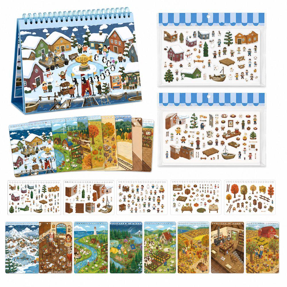 Kawaii Design 3D Scenery Stickers Spiral Bound Miniature Scene Sticker  Journal Supplies