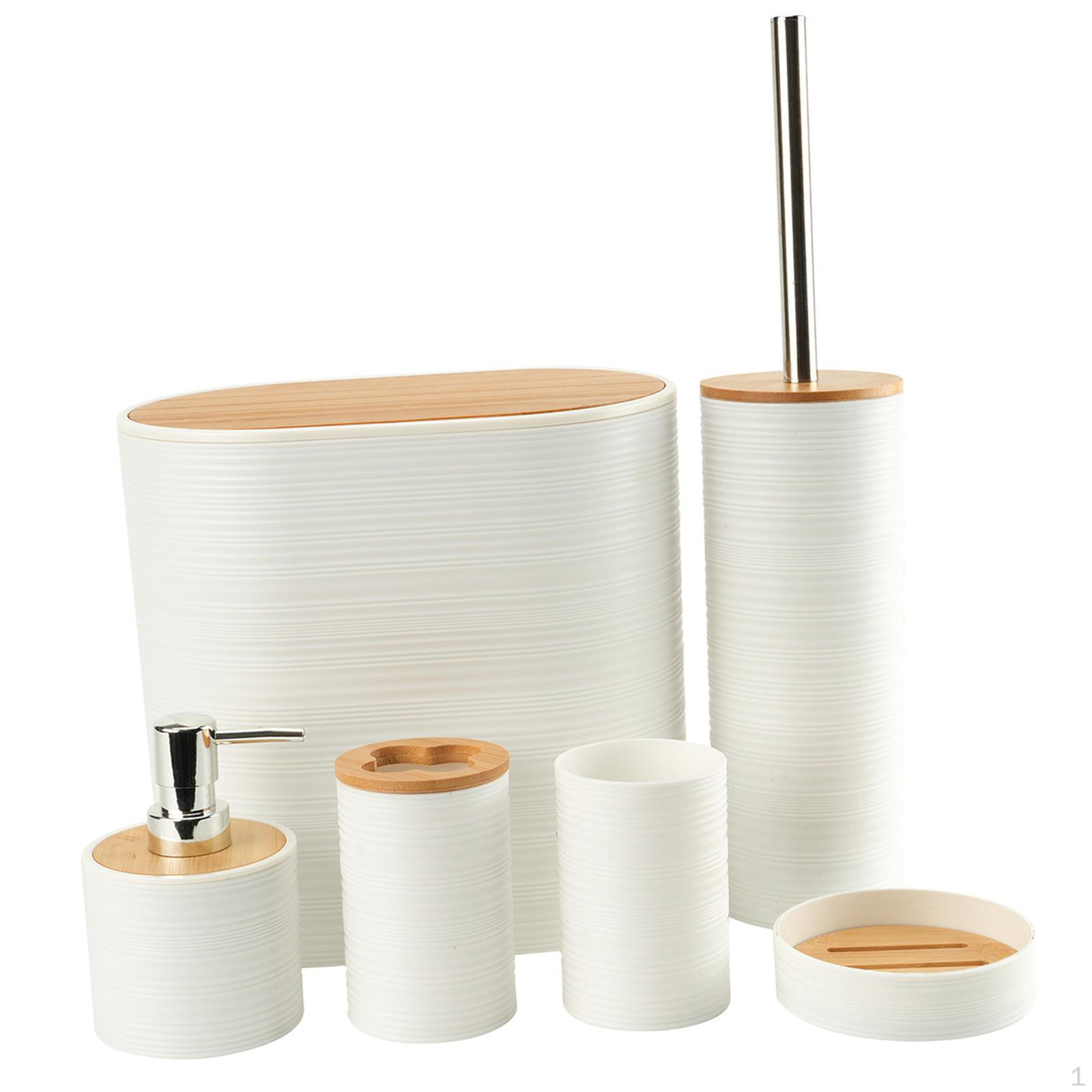 

6 предметов набор аксессуаров для ванной комнаты мусорное ведро модный декор для ванной стаканчик для ополаскивателя для столешницы белый