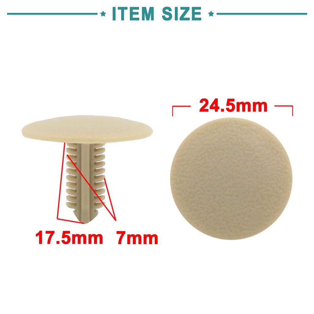 ACROPIX Universal 7mm Hole 24.5mm Head Car Plastic Trim Door Panel Retainer Clip Rivets Beige - Pack of 30