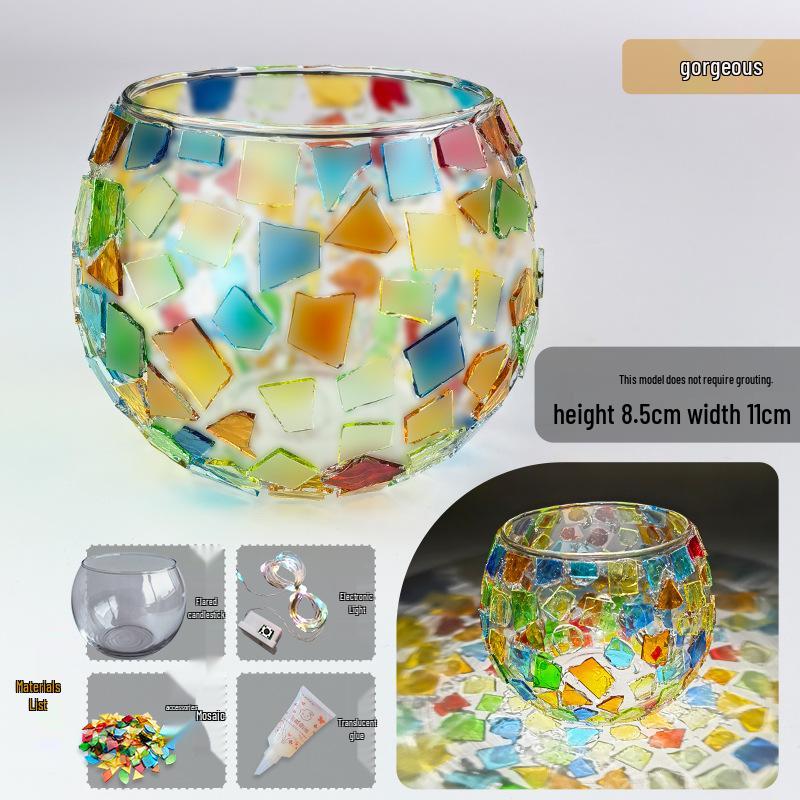 Handgemachtes DIY Glasmosaik Kerzenhalter Vase - Kreatives Eltern-Kind-Lernspielzeug, Perfekt für Geburtstagsgeschenke