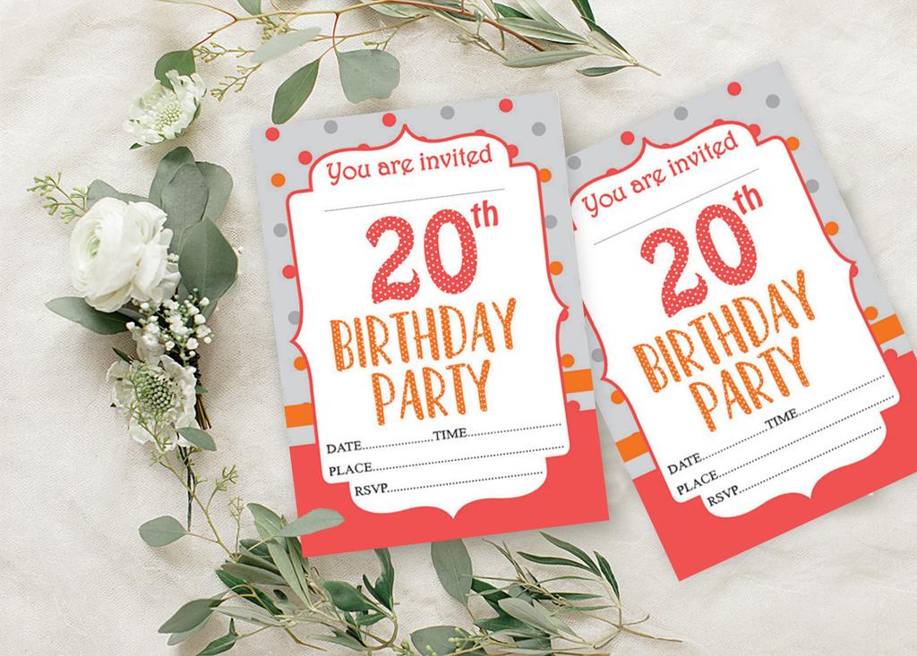 Darling Souvenir White Birthday Invitation Card Printable Elegant Fill or Write In Blank Party Invites 28 Pcs 5 X 7