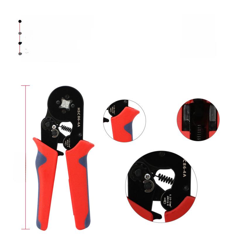 HSC8 6-4A Self-Adjusting Crimping Tool for VE Tube Terminals, 0.25-10mm Range, Quadrilateral Crimping.