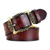 Luxury Retro Palace Style Women's Leather Belt with Butterfly Embossed Carved Buckle
