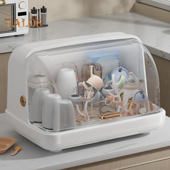 Baby Bottle Drying Rack with Cover 360-Degree Sealing Kitchen Cabinet Organizer Bottle Holder for Valves Straws Nipples Space-Saving Countertop Dryer