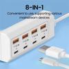 8 In 1 USB Charging Station 25W PD Type C Power Strip Multi Port Desktop HUB Phone Adapter For iPhone 16 Samsung Xiaomi Huawei