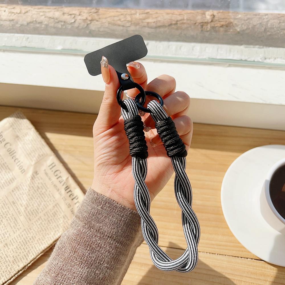 

Korea Universal Braided Mobile Phone Short Lanyard Strap Hanging Chain Ring Cord with Patch Wrist Strap Cell Phone Detachable