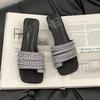 Fashion French High-end Sense Sparkling Rhinestone Sleeve Toe Slippers Women's 2025 Summer Wear Temperament Versatile Sandals