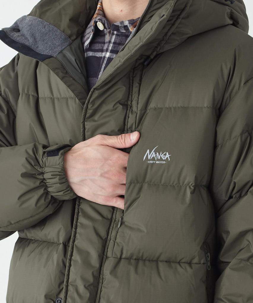 Cliff Mayer NANGA Collaboration Retro Down Jacket, Men's Large, Khaki