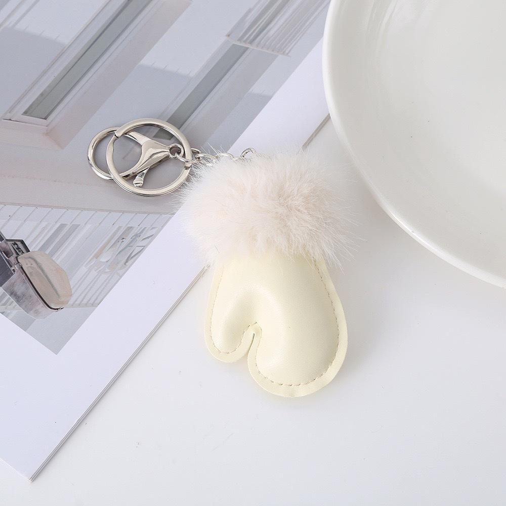 Winter Plush Glove Keychain: Leather, Stylish & Versatile Bag or Clothing Accessory