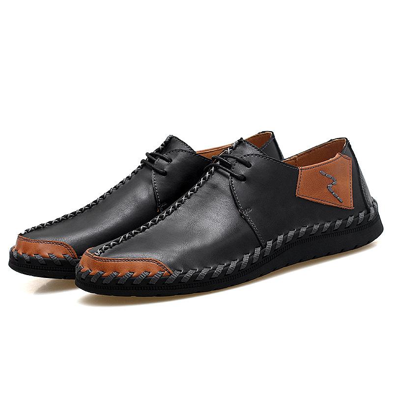 Spring 2025 Foreign Trade Large Size Men's Shoes New Hand-stitched Leather Shoes Outsole Casual Men's Leather Shoes