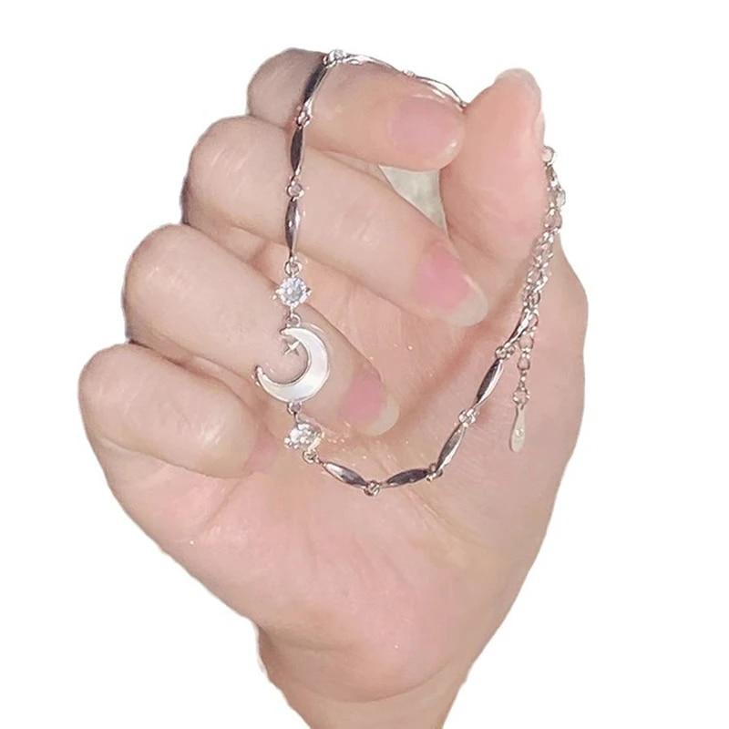 Nádherný náramek Star Moon Fritillaria Dámský Šumivý půlměsíc Zirkonový náramek Narozeninová párty Šperky Dárkové doplňky