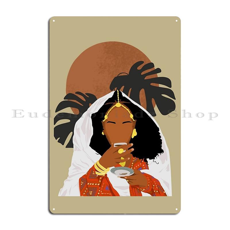Ceremonial Coffee Ethiopian Traditional Coffee Ceremony Amazigh Berber Traditional culture Metal Club Kitchen Tin Sign Poster 20x30cm