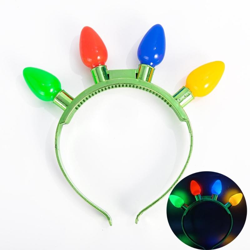Cute Christmas LED Headband with Light Luminous Bulb Hair Hoop Novelty Party Headdress Headwear Party