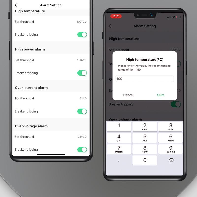 ZigBee Tuya Smart Circuit Breaker with Remote Control, Timer, Metering, Overcurrent and Overvoltage Protection, and Alarm.