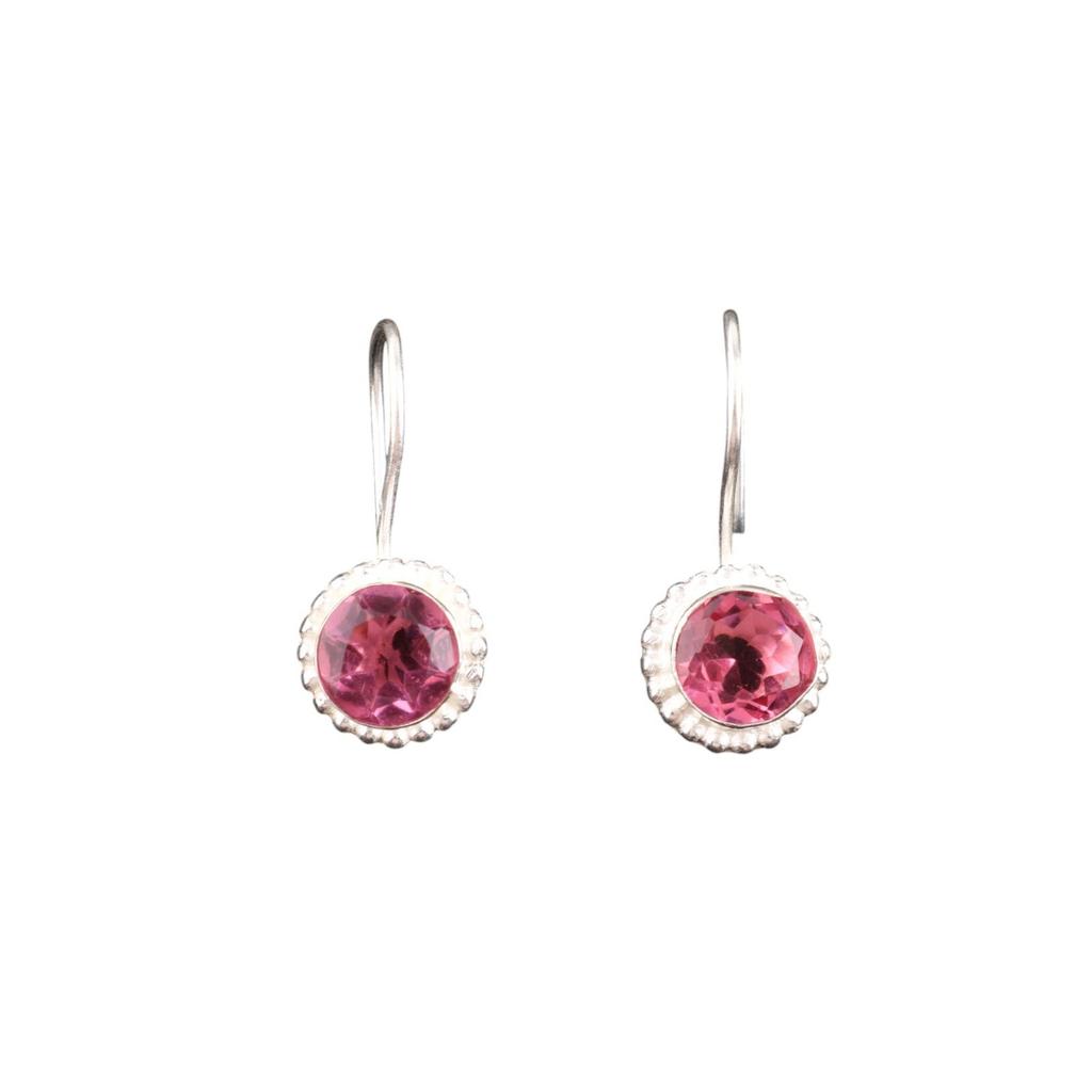 Pink Tourmaline Gemstone 925 Sterling Silver Jewelry Handcrafted Earrings 0.93" EE-177-15