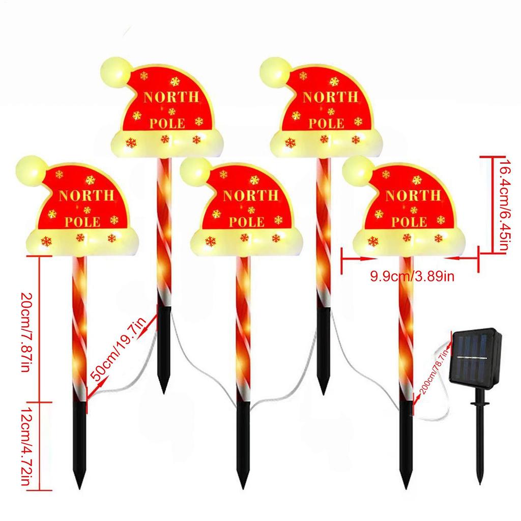 Candy Cane Lights Solar Powered Waterproof Christmas Candy Cane Pathway Markers For Driveway Patio Yard Lawn Garden Walkway