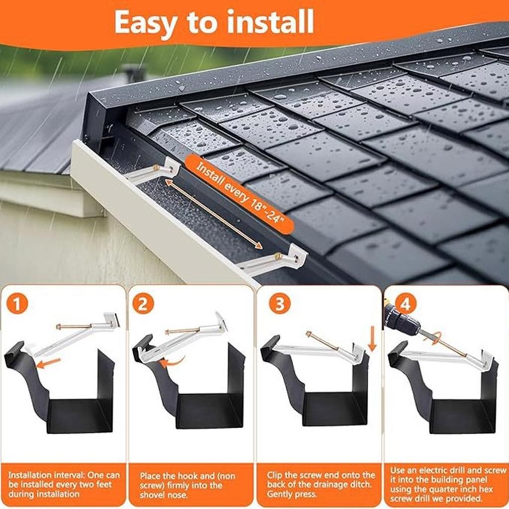 28Pcs Concealed Gutter Hangers with Pre-Inserted Quick Screw Gutter Clip Rain Gutter Brackets for Gutters Repair