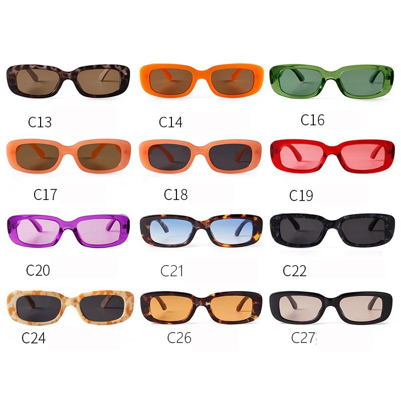 Classic Vintage Tortoiseshell Blue Rectangle Sunglasses Women Men Retro Orange Lens Narrow Sun Glasses UV  S7H