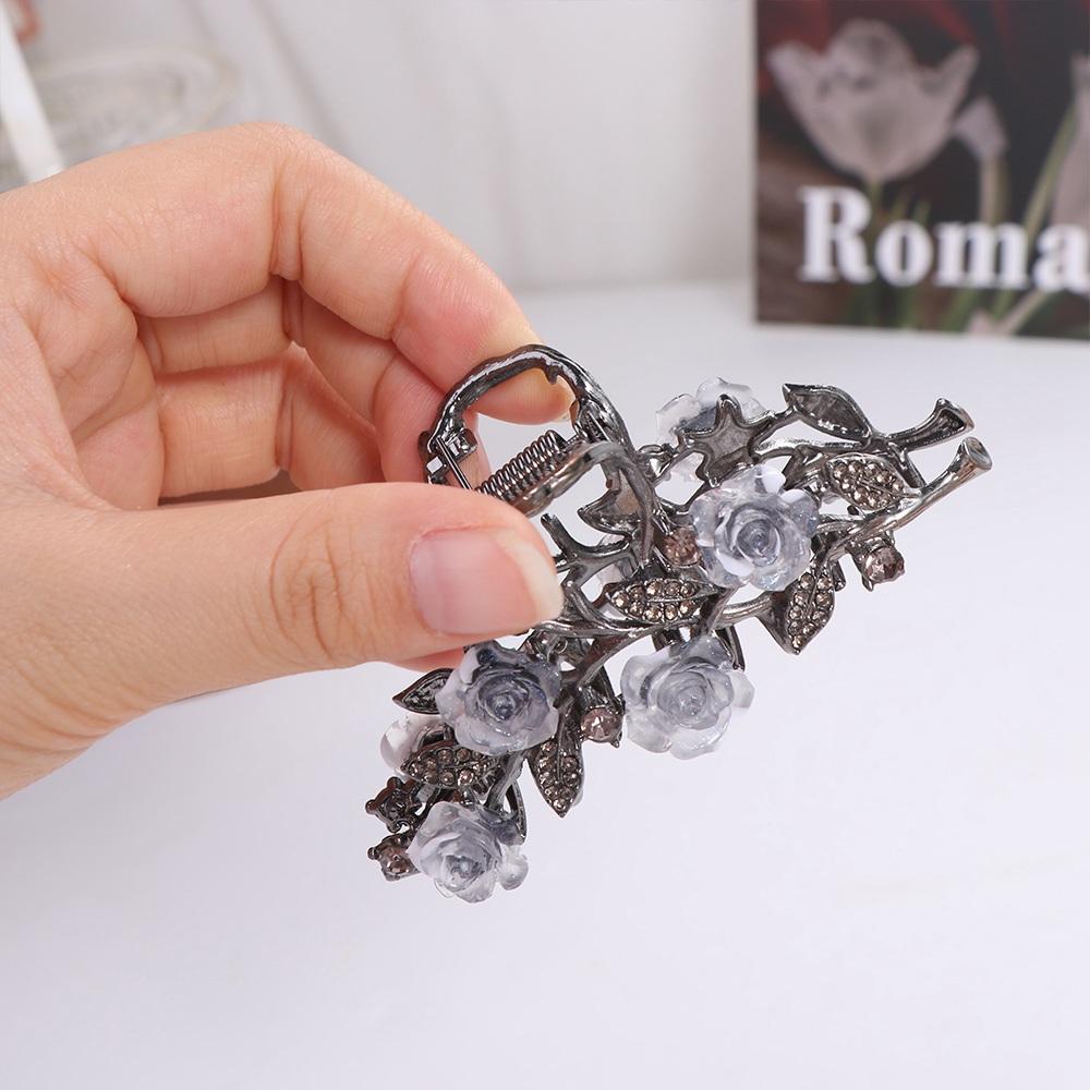Ponytail Holder Metal Hair Crab Clip Flower Large Shark Clip Personalized Camellia Hair Claw  Party
