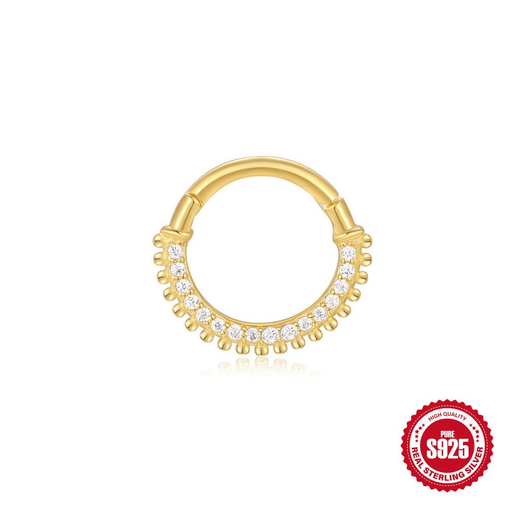 Wind S925 Sterling Silver Star Diamond Temperament Cartilage Piercing Earrings Ear Buckle Nose Ring Dual Use