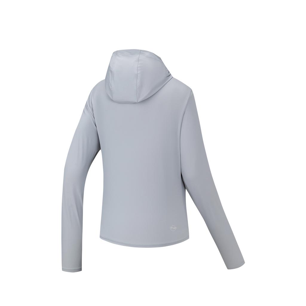 Anta Série de Treinamento Proteção da Pele de Gelo Top Esportivo de Tricô Proteção Solar de Verão Tops Femininos Pepino-Cinza 162627706-7