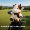 Süßes Kuh Golfschläger-Headcover | Gestricktes Ärmeldesign, Gestickte Gesichtsdetails, Kreaturen-Schlägerabdeckung