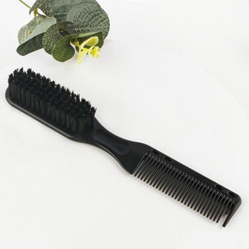 Double-Sided Comb Brush Black Small Beard Styling Brush Professional Shave Beard Brush Barber Vintage Oil Head Shape Carving Cleaning Brush
