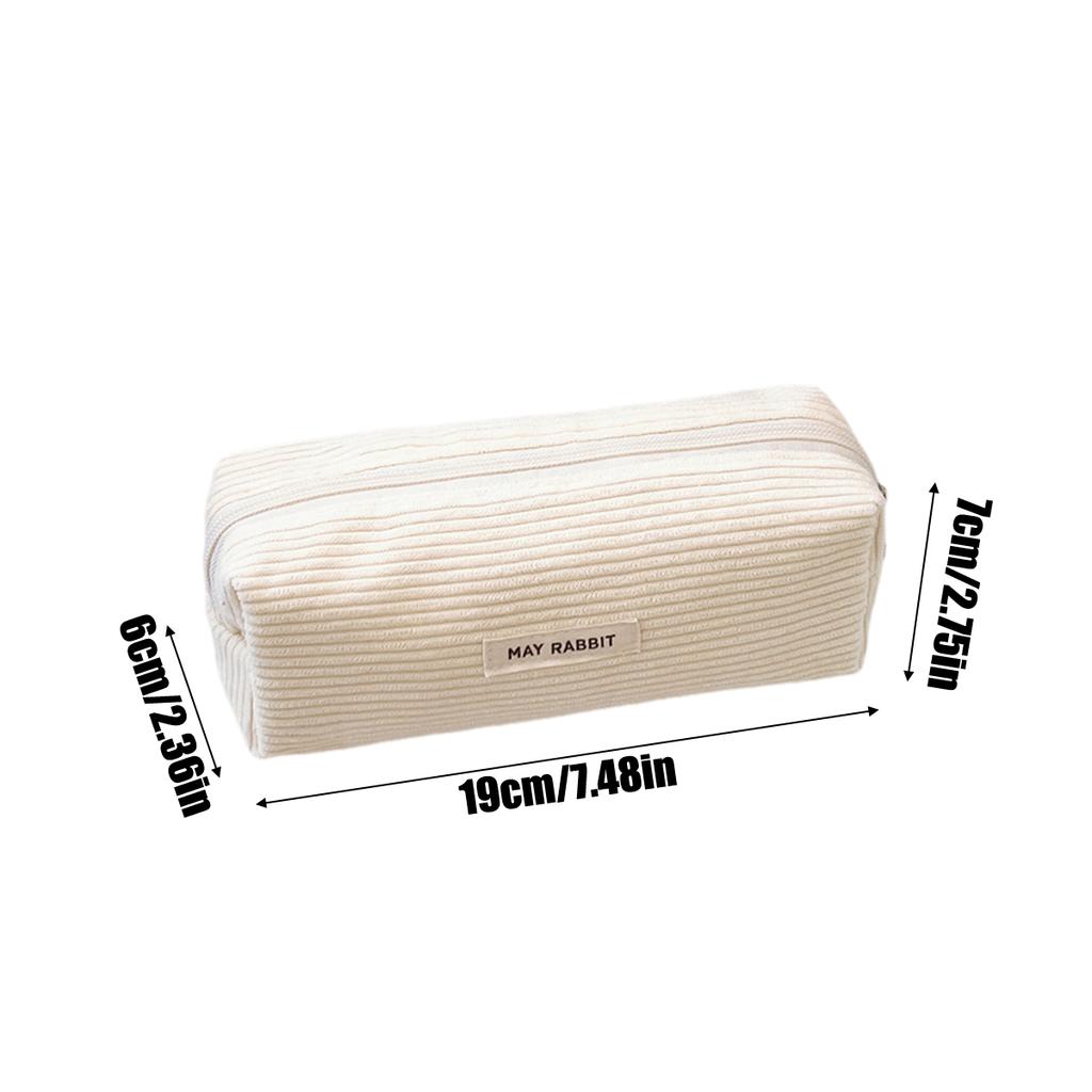 1pc New Retro Corduroy Solid Color Pencil Case Coin Purse Artistic Minimalist Cosmetic Bag, High School Student Storage Bag