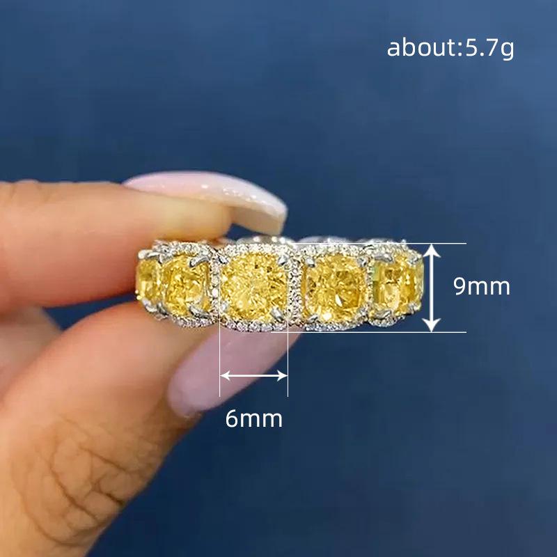 Diamond Ring, Princess Series Quadrilateral Luxury Ring, Exquisite High-End Women'S Ring