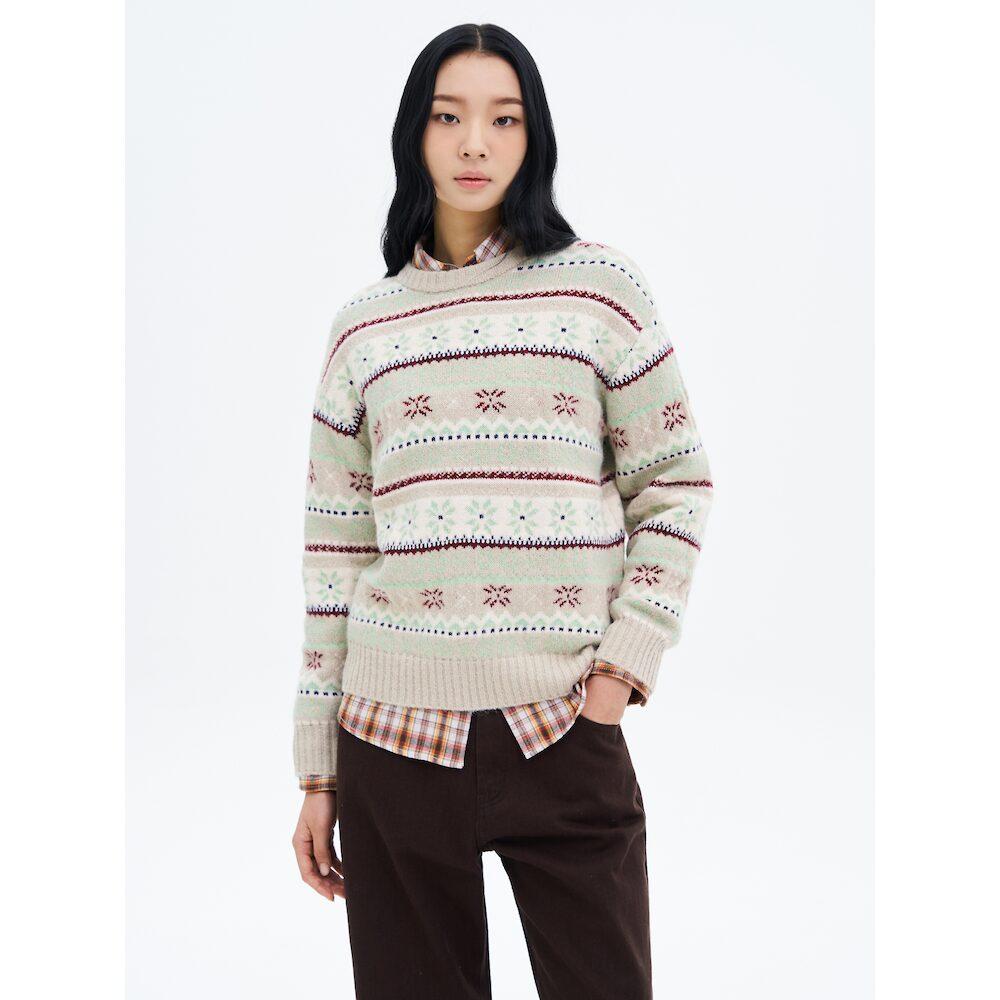 8Seconds Striped Jacquard Pullover Beige Beige/L