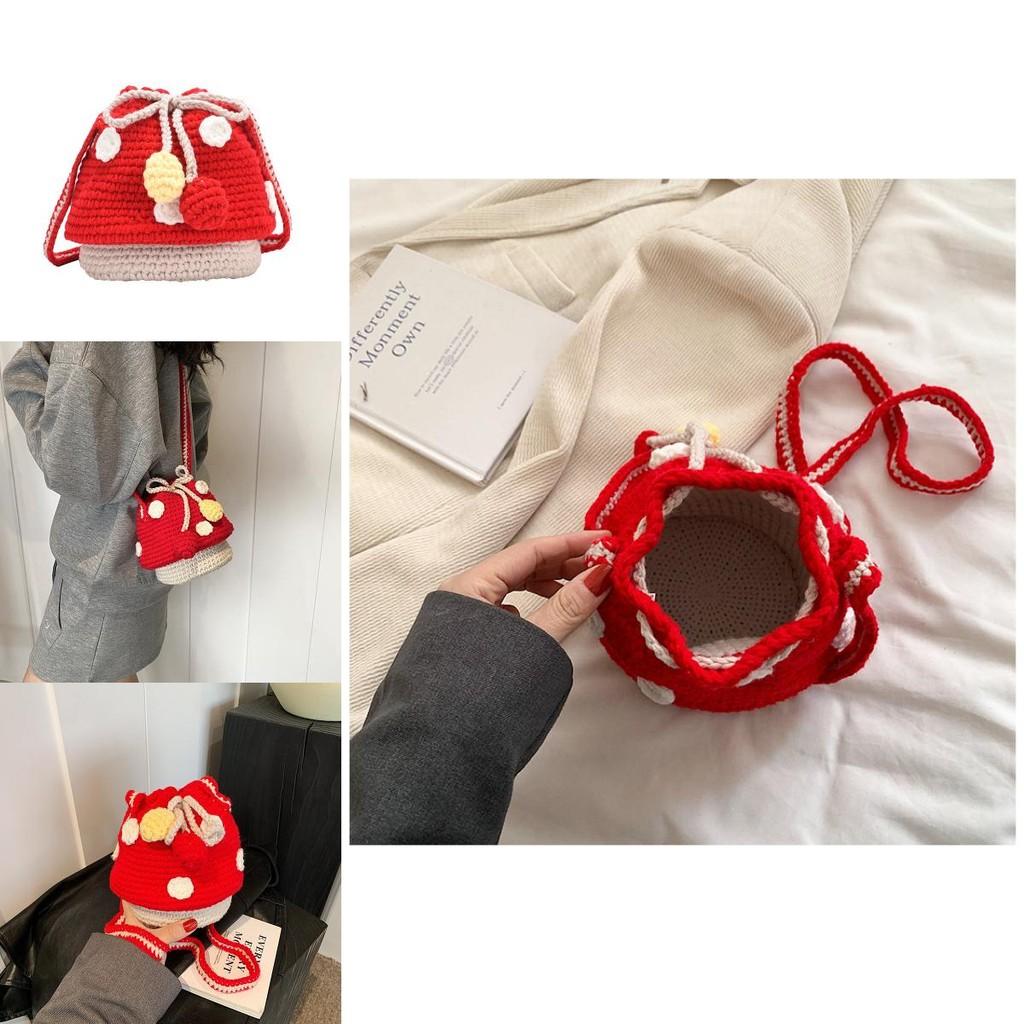 Cute Breathable Crochet Mushroom Bag For Children Soft Mini Backpack Ideal For Everyday Fun