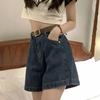 Summer 2026 High-Waist Retro A-Line Wide-Leg Jeans Shorts for Women