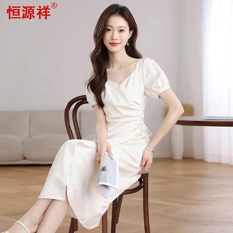 Hengyuanxiang Elegant Draped Asymmetrical Hem Midi Dress