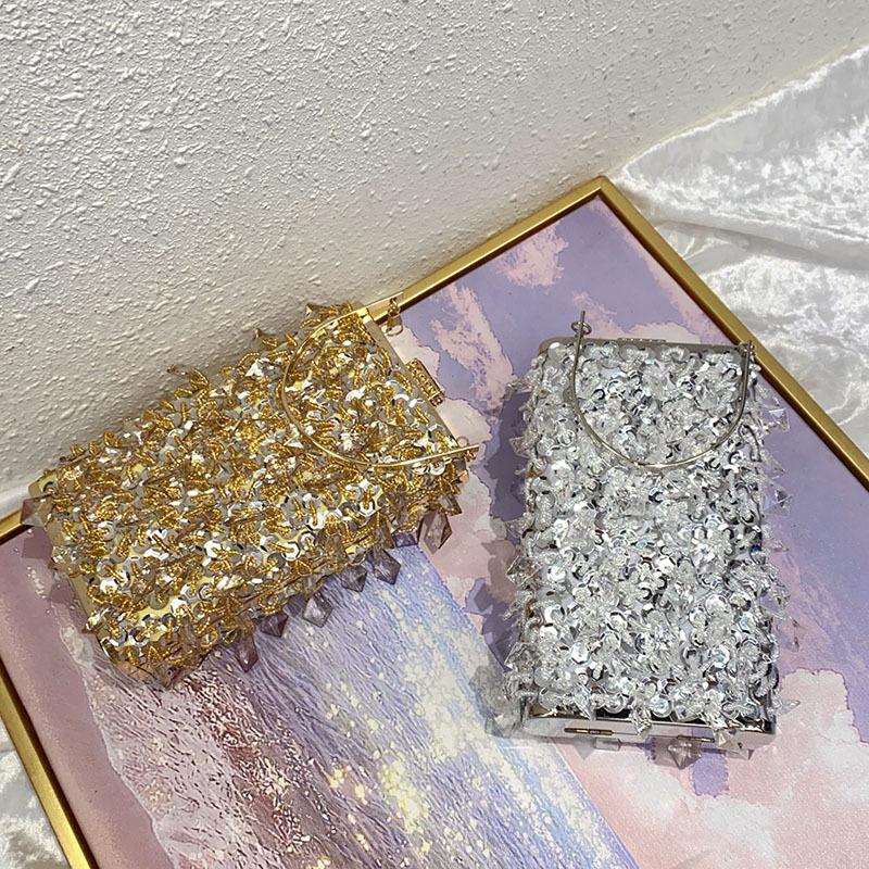 Elegante Retro Pailletten Perlen Box Tasche - Vielseitige Abend Hand- & Umhängetasche für Frauen