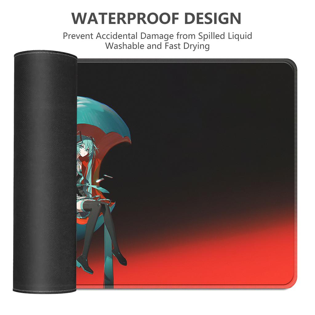 Tappetino per Mouse Hatsune Miku Tappetino da Gioco Anime Grande XL Bordo Cucito Base in Gomma Antiscivolo Mousepad per Computer con Stampa ad Alta Risoluzione