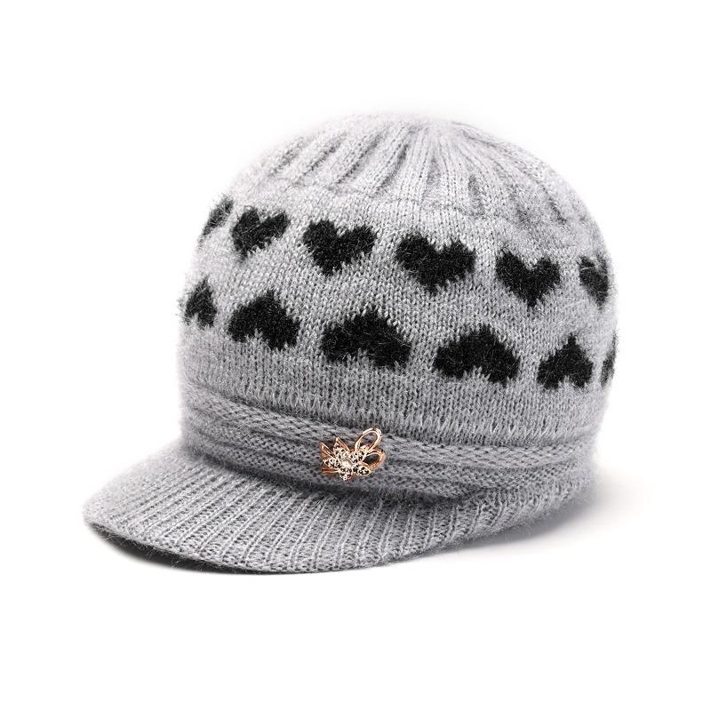 Winter Hat Women's Wool Hat Old Fleece Warm Knitted Hat Old Lady Ear Protector